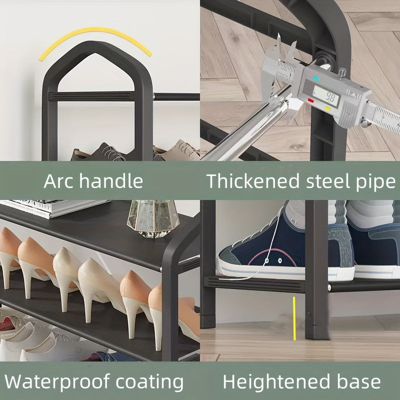 Черная 3-уровневая штабелируемая полка для обуви, пластиковый отдельно стоящий органайзер для гостиной, напольная полка для обуви без деревянных материалов - не требуется электричество или батарейки