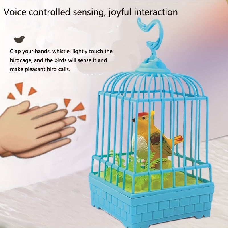 Voice-Controlled LED Birdcage with Sound and Light in Pink or Blue for Pet Birds