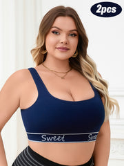 Women's Plus Size Seamless Breathable Sports Bras Pack White Navy Supportive Workout Wear