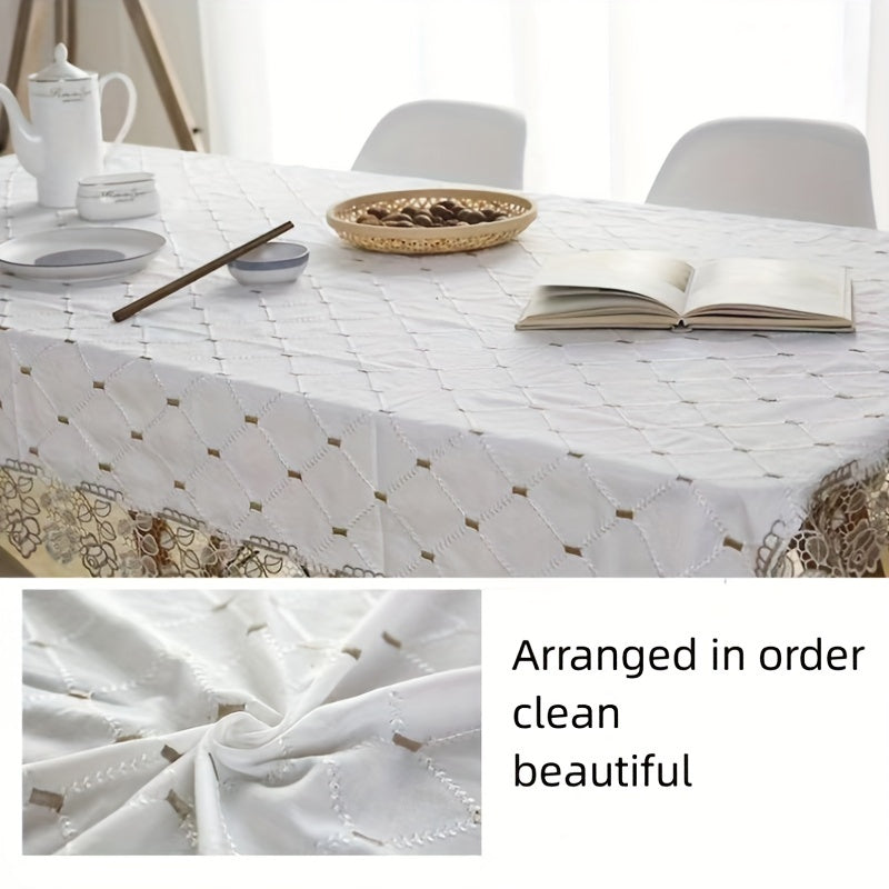 Plaid Lace Macrame Tablecloth Waterproof Stain-Resistant Washable for Picnic Wedding Party