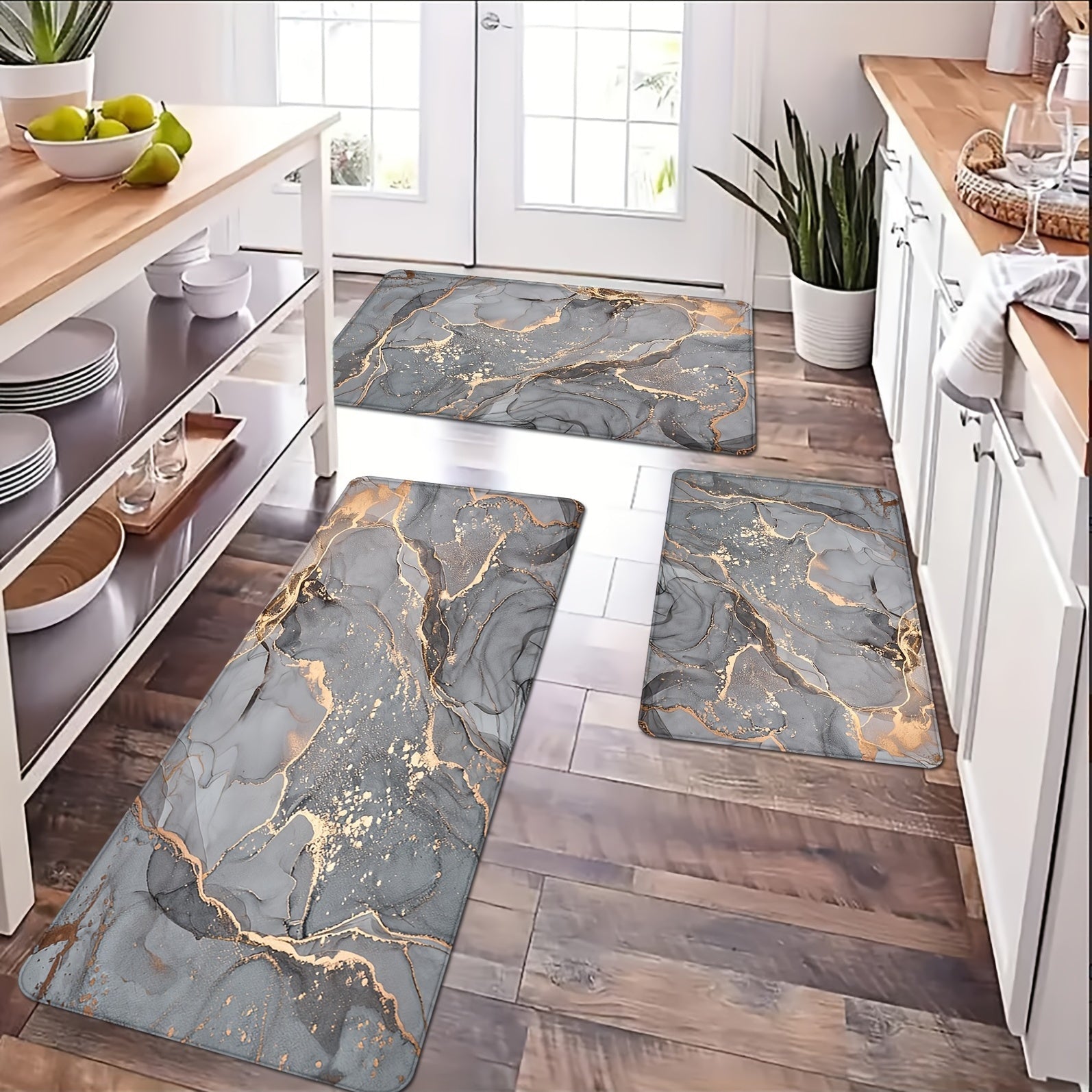 Alfombra de cocina de mármol gris antideslizante, a prueba de aceite, para interior, 40x60cm