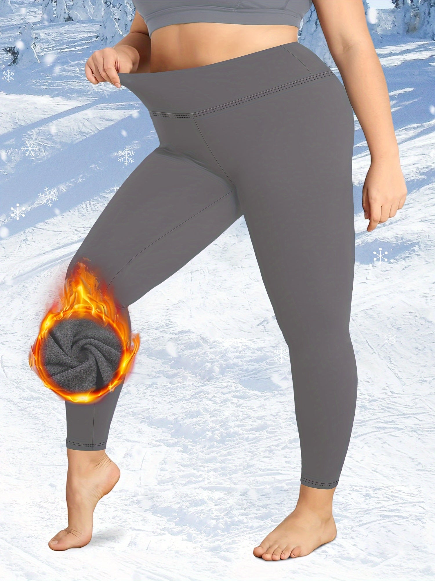 Women's Plus Size Fleece-Lined High-Waist Leggings Warm and Comfortable