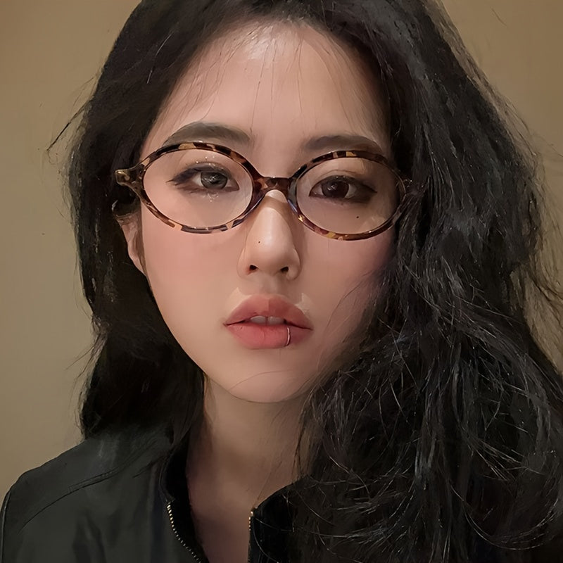 Leopard Print Small Frame Glasses Blue Light Blocking Y2K Style for Screen Use