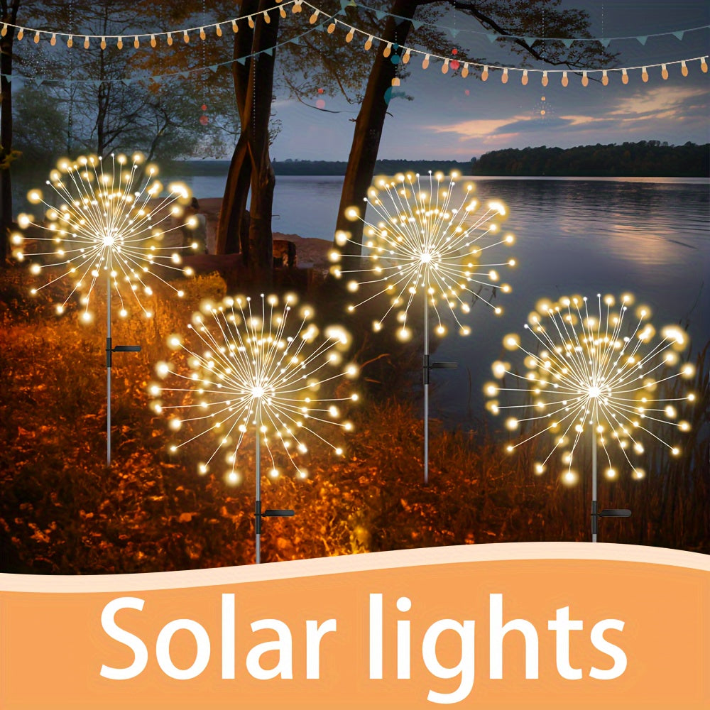 Solar LED Lights with 8 Modes Firework Style Outdoor Waterproof 200-350 Lumens