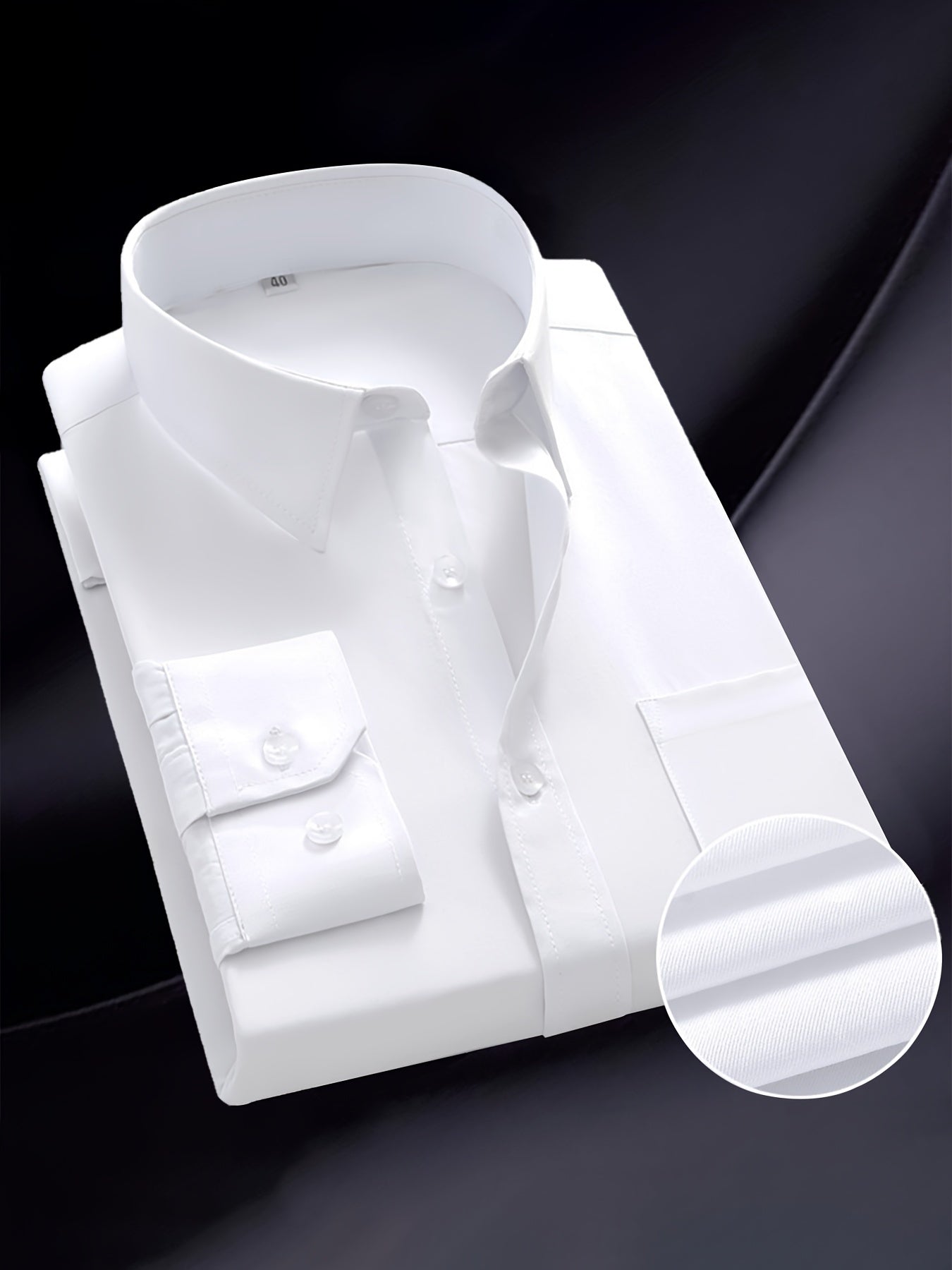 Men's Solid Color Long Sleeve Dress Shirt Cotton Polyester Regular Fit for Formal Wear