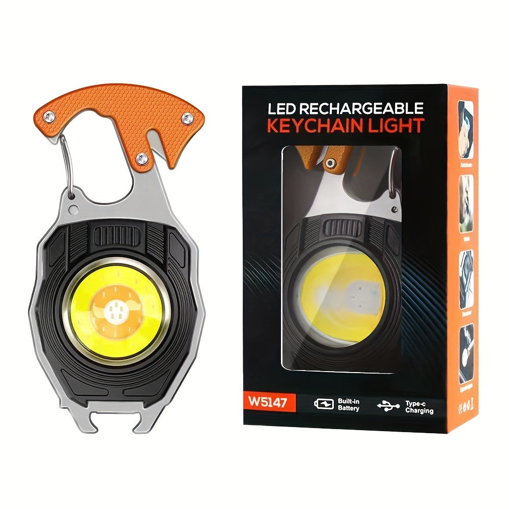 Linterna mini recargable para llavero con luz LED brillante, encendedor incorporado y destornillador