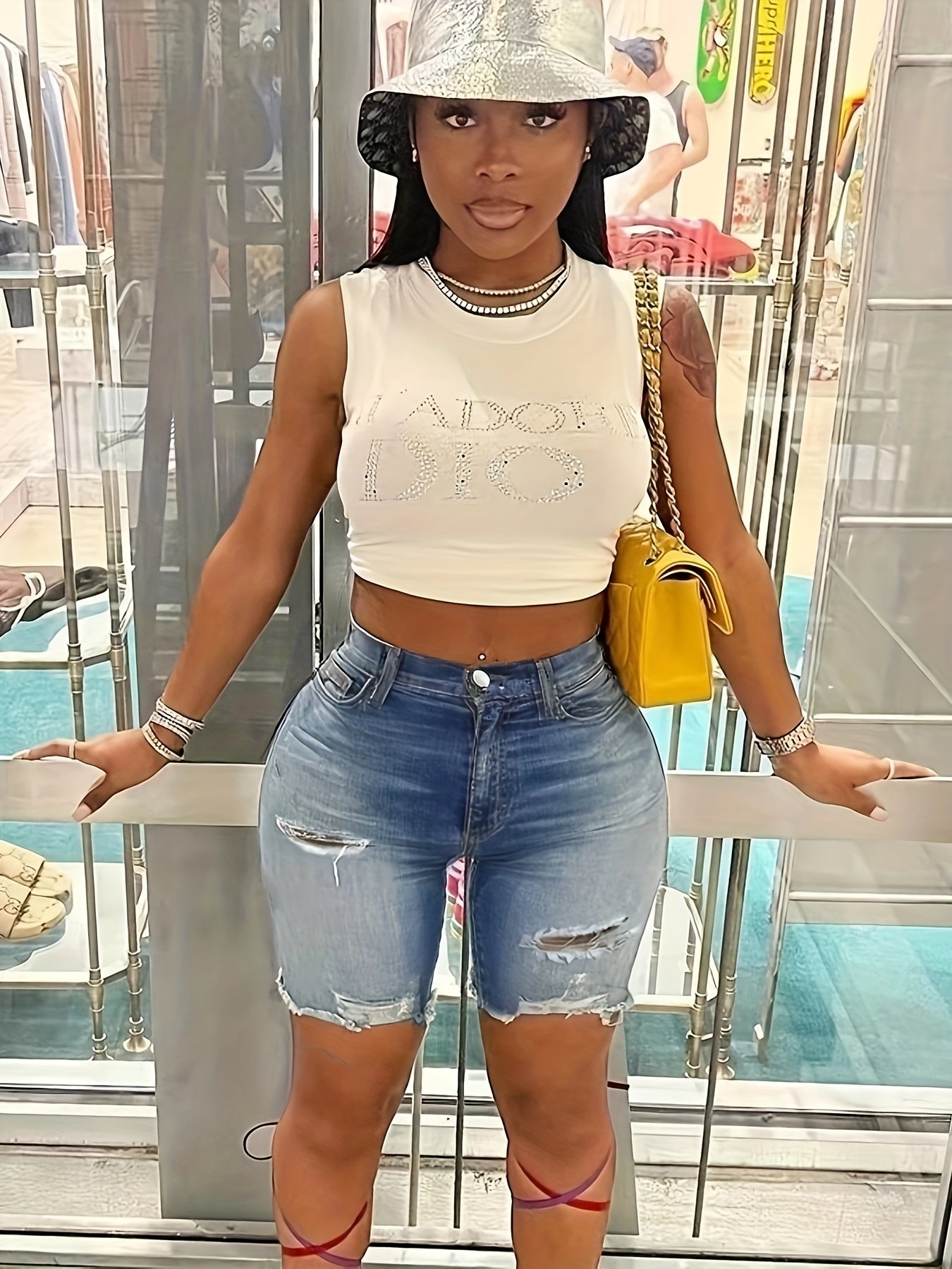 Women High-Stretch Ripped Fringe Shorts Denim Summer Fashion