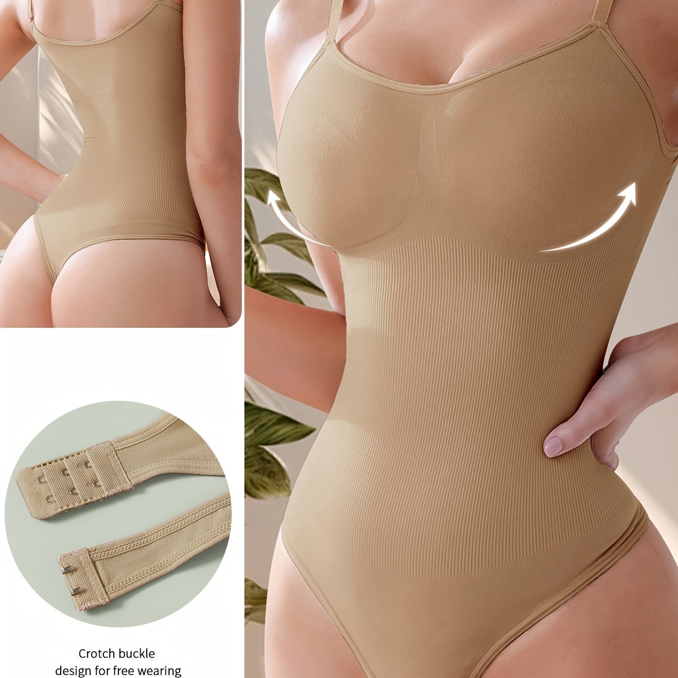 Women's Breathable Stretch Bodysuit with High-Waisted Cinched Waist and Zipper