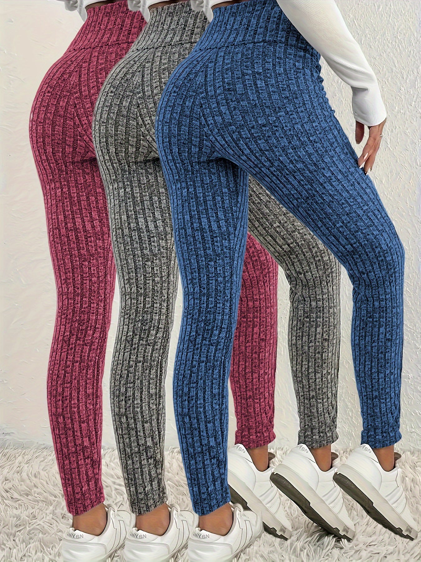 Girls Stretchy Leggings Three-Piece Set Multi-Color