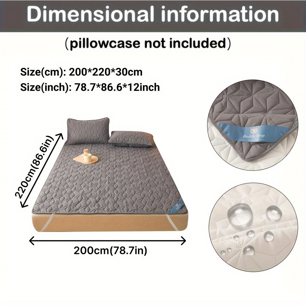Водонепроницаемый стеганый защитный матрасник на 1 предмет (наволочка не включена), дышащая подкладка с эластичными ремнями для покрытия кровати, нескользящий топпер для всех сезонов, идеально подходит для Ид аль-Адха