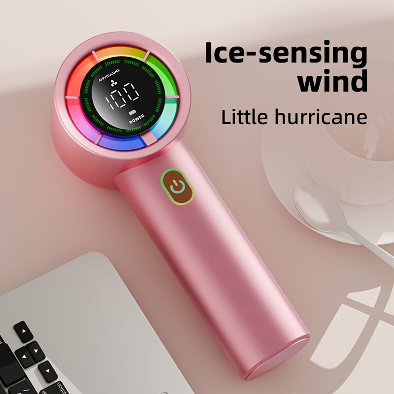 Portable Rechargeable Fan with 3000mAh Battery Adjustable Speeds Ultra-Quiet LED Display for On-the-Go Cooling