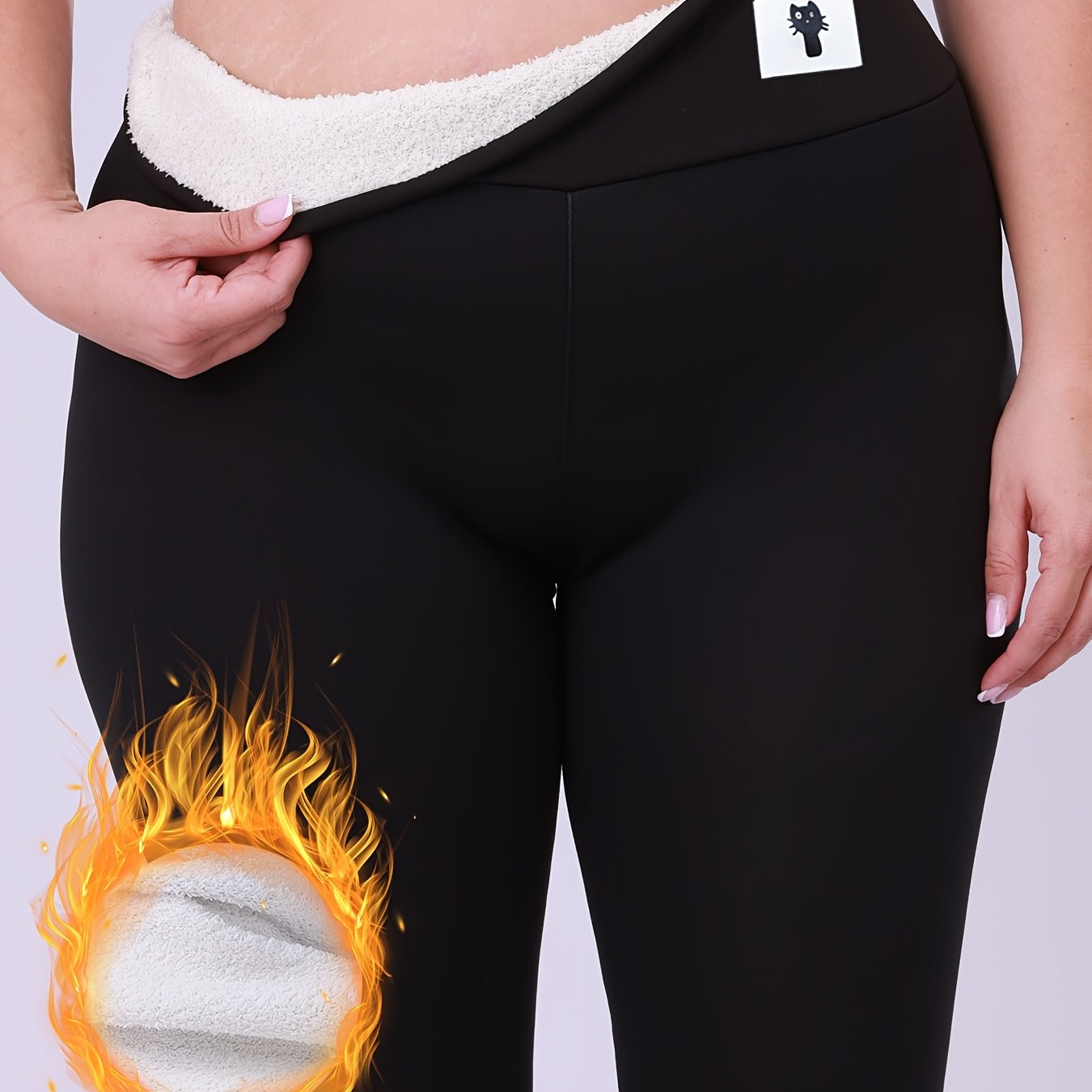 Plus Size Women’s Cat Print Leggings Thick High Waist Stretchy Winter Bottoms