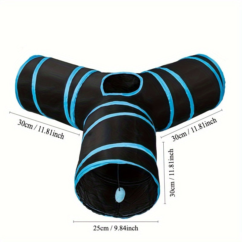 Foldable Pet Tunnel for Cats and Dogs, Polyester, Interactive Play and Training