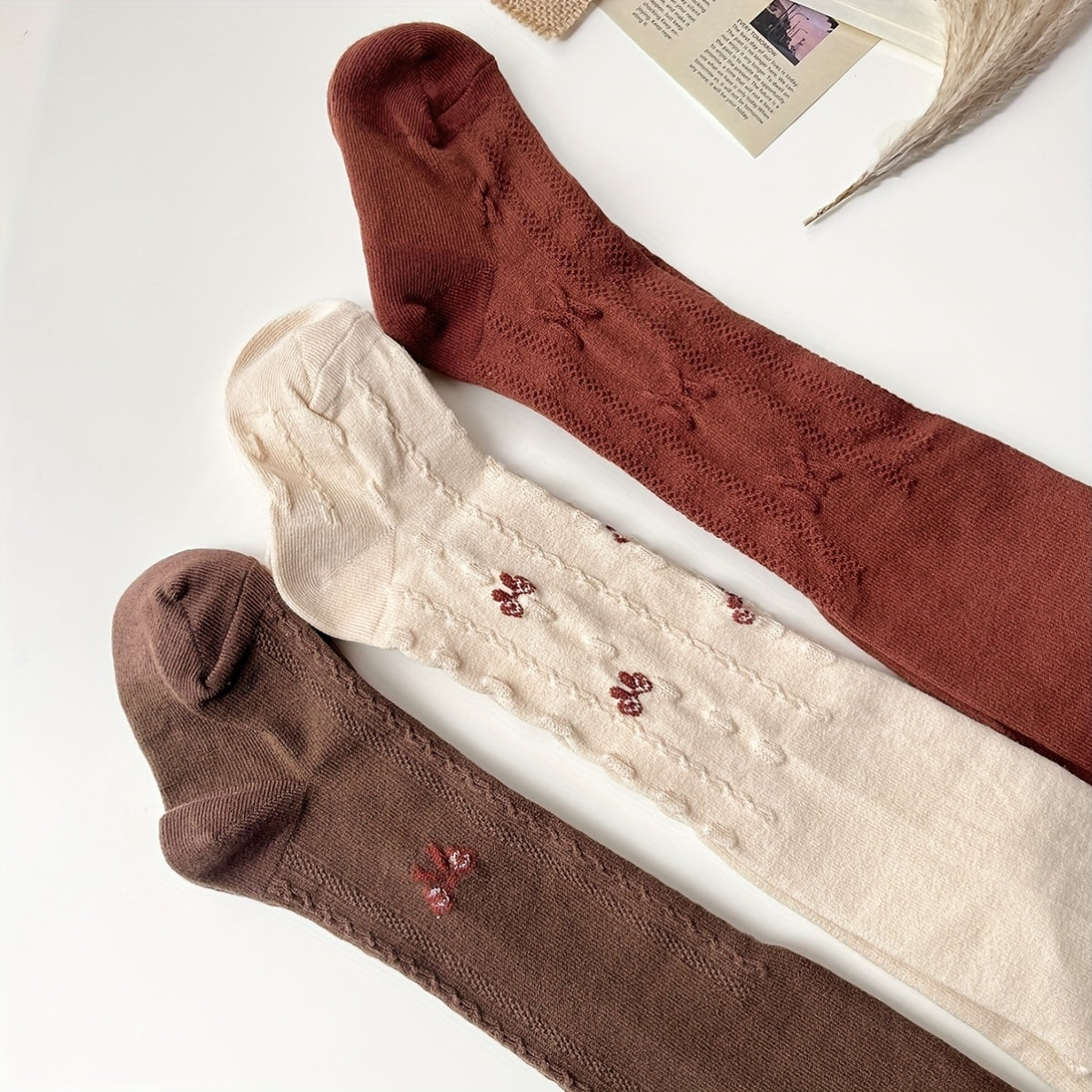 Girls' 3-Pack Bow-Knot Pattern Tights Polyester Knit All-Season