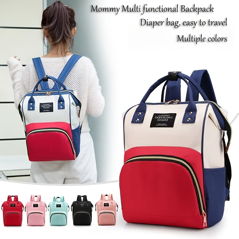 Multi-Functional Diaper Backpack for Moms Waterproof Oxford Cloth Red