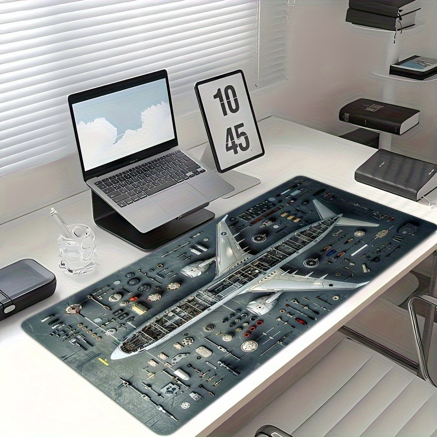 Alfombrilla de ratón de diseño de plano de avión oversized, antideslizante de goma, extensión para escritorio