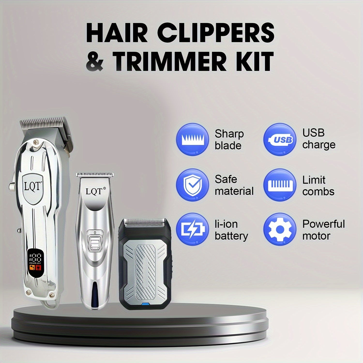 Мужской беспроводной электробритва с умедным дисплеем, перезаряжаемый триммер