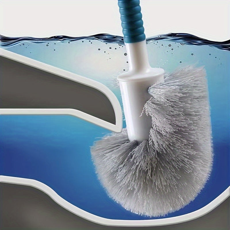 360 Degree Curved Handle Toilet Brush Set Hemispherical Brush Head Wall Mount or Floor Storage