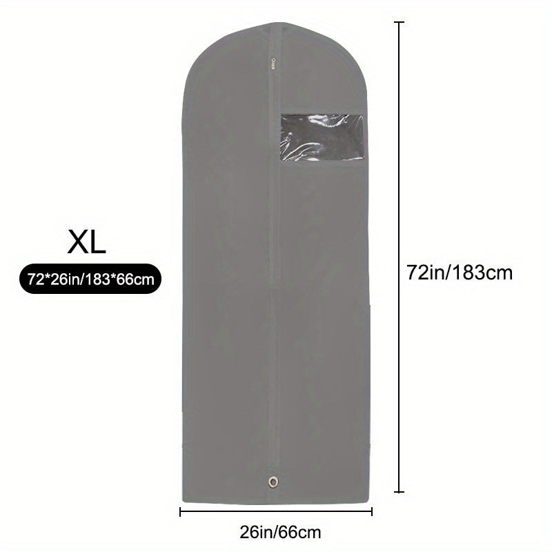 Gray Foldable Non-Woven Garment Bag with Zipper for Travel and Closet Storage