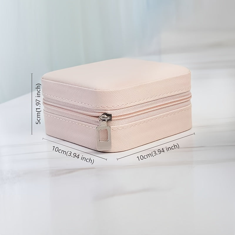 Leather Jewelry Organizer Box with Zipper Closure for Rings Earrings Necklaces and Bracelets
