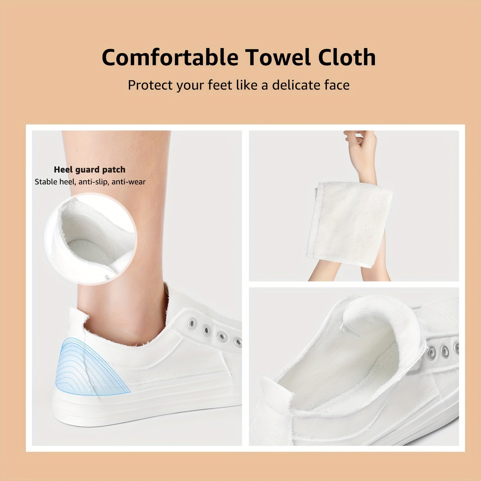 Women's Slip-On Sneakers White Casual Shoes Breathable Fabric All-Season