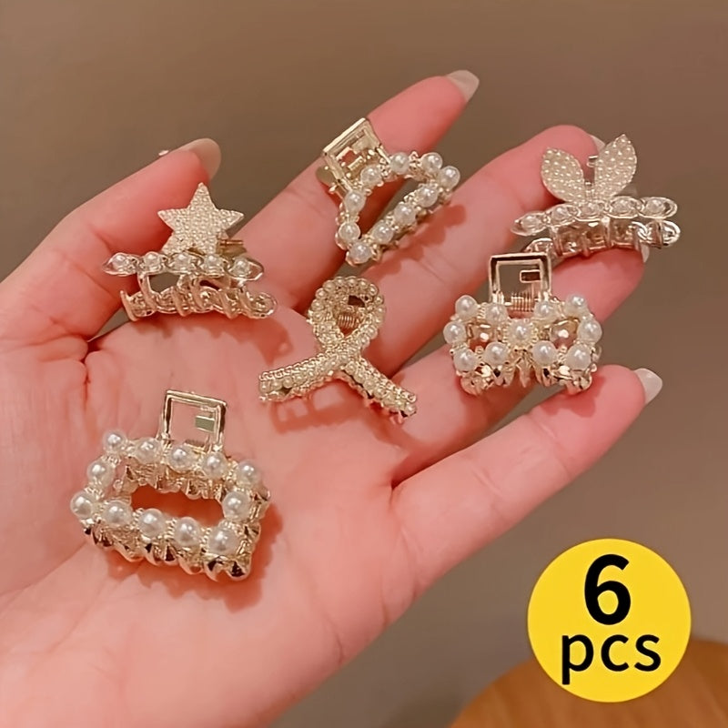 Elegant Pearl and Rhinestone Hair Clips Set for Women Alloy Vintage Tidy Hair