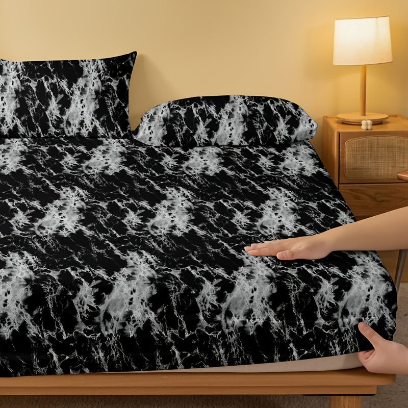 Yumshoq va qulay marmar naqshli yotoq to'shagi, mehmon xonasi uchun, chuqur cho'ntak bilan. 1 ta yotoq to'shagi, yostiq qopchig'isiz kiritilgan.