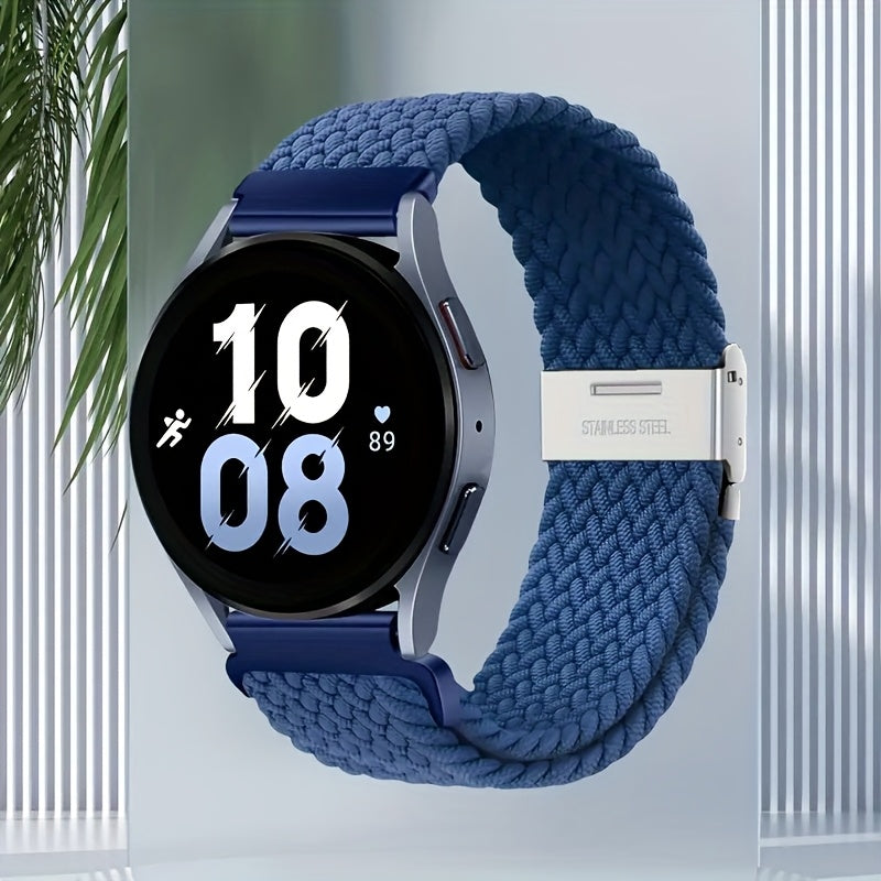 Nylon Braided Sport Loop Band for Galaxy Watch 4 5 6 7 and Active 2 3 4 5 22mm Strap for Men Women