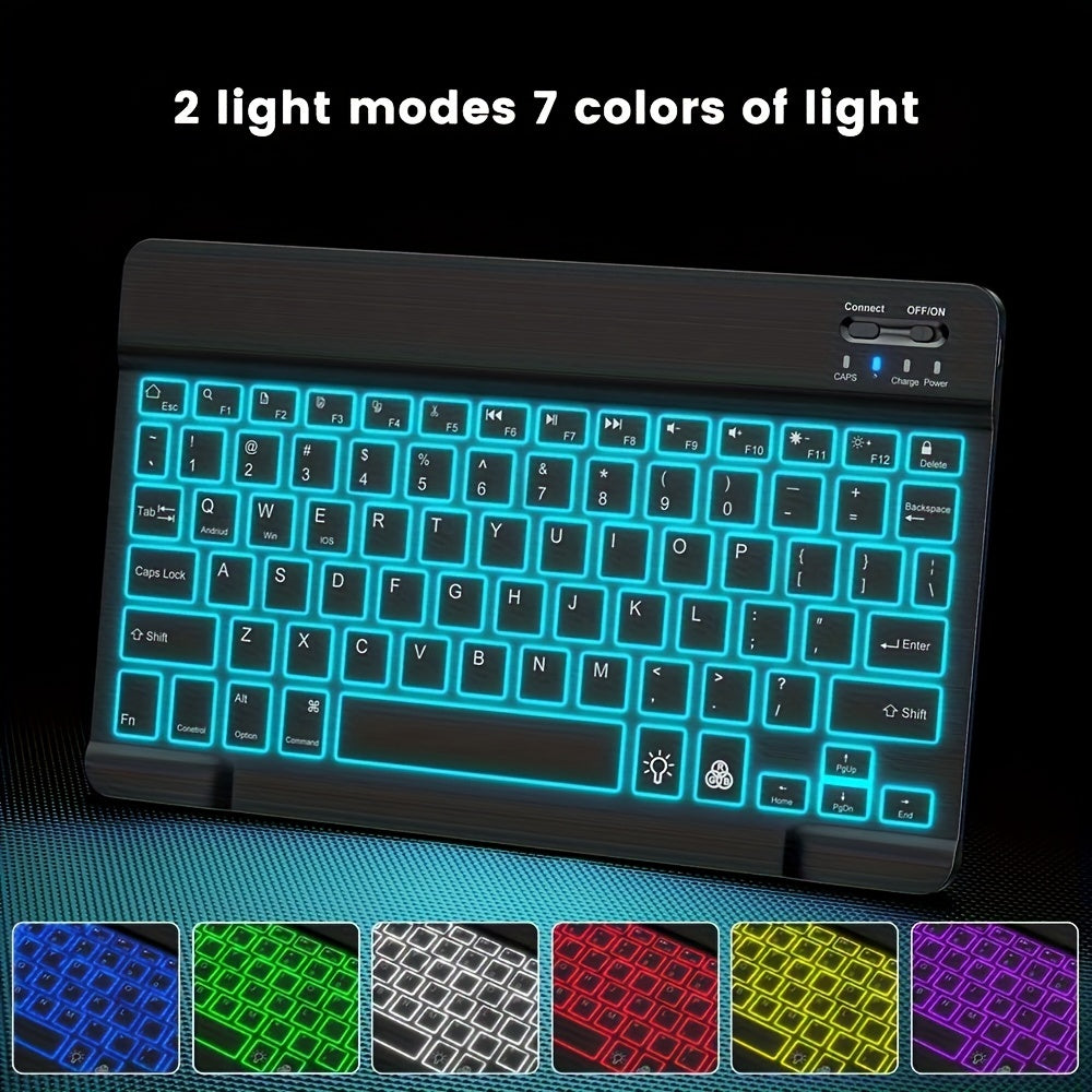 Wireless Mini Keyboard with RGB Backlight Rechargeable Battery for iPad Phone Tablet