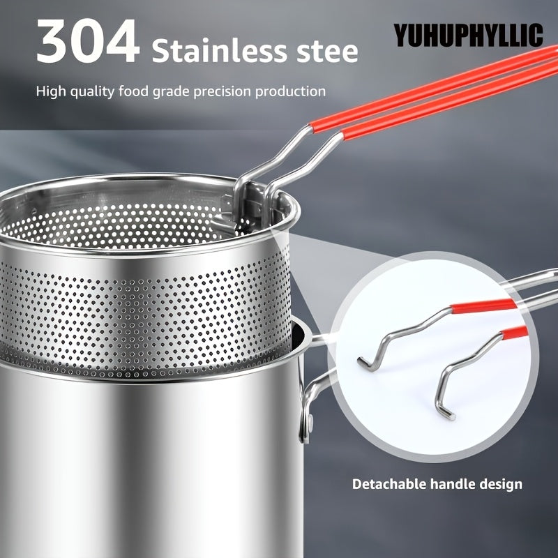 Freidora de acero inoxidable con soporte para filtro para papas fritas crujientes, pescado, pollo