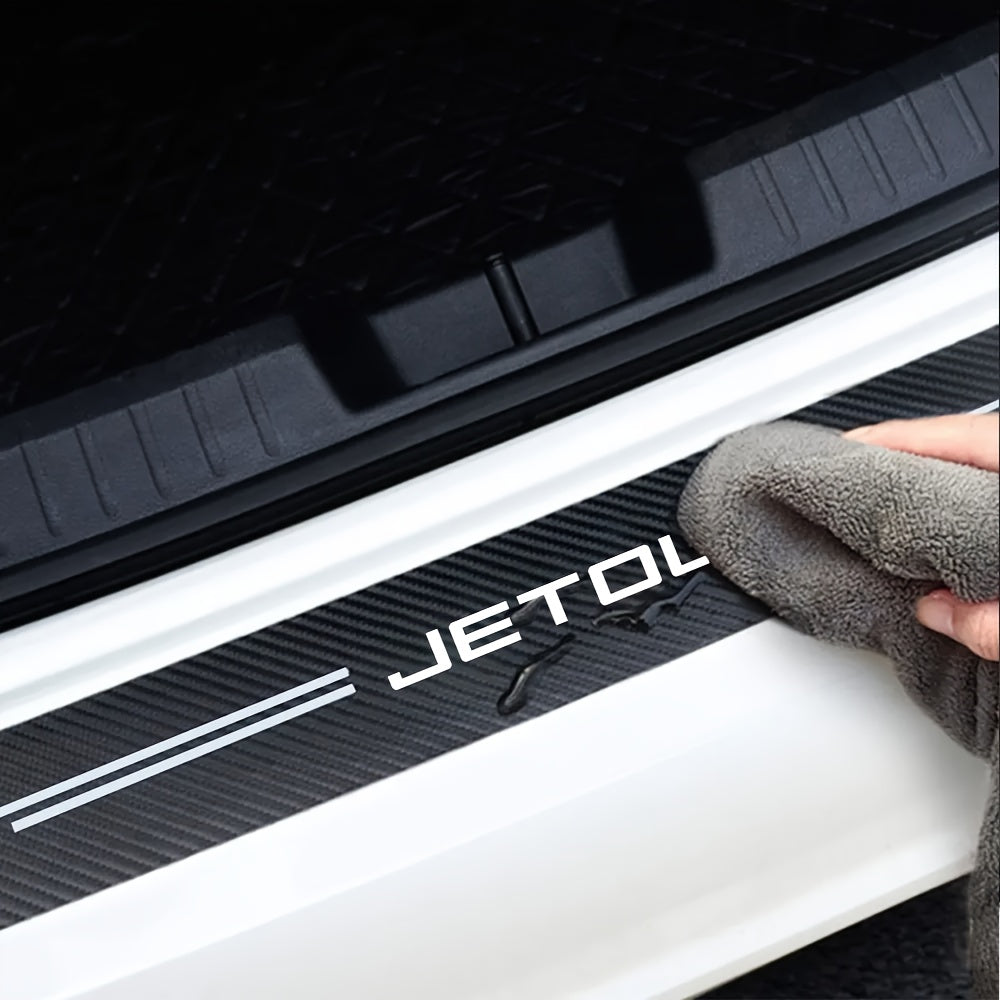 5Pcs Carbon Fiber Textured Door Sill Protectors Scratch-Resistant Black