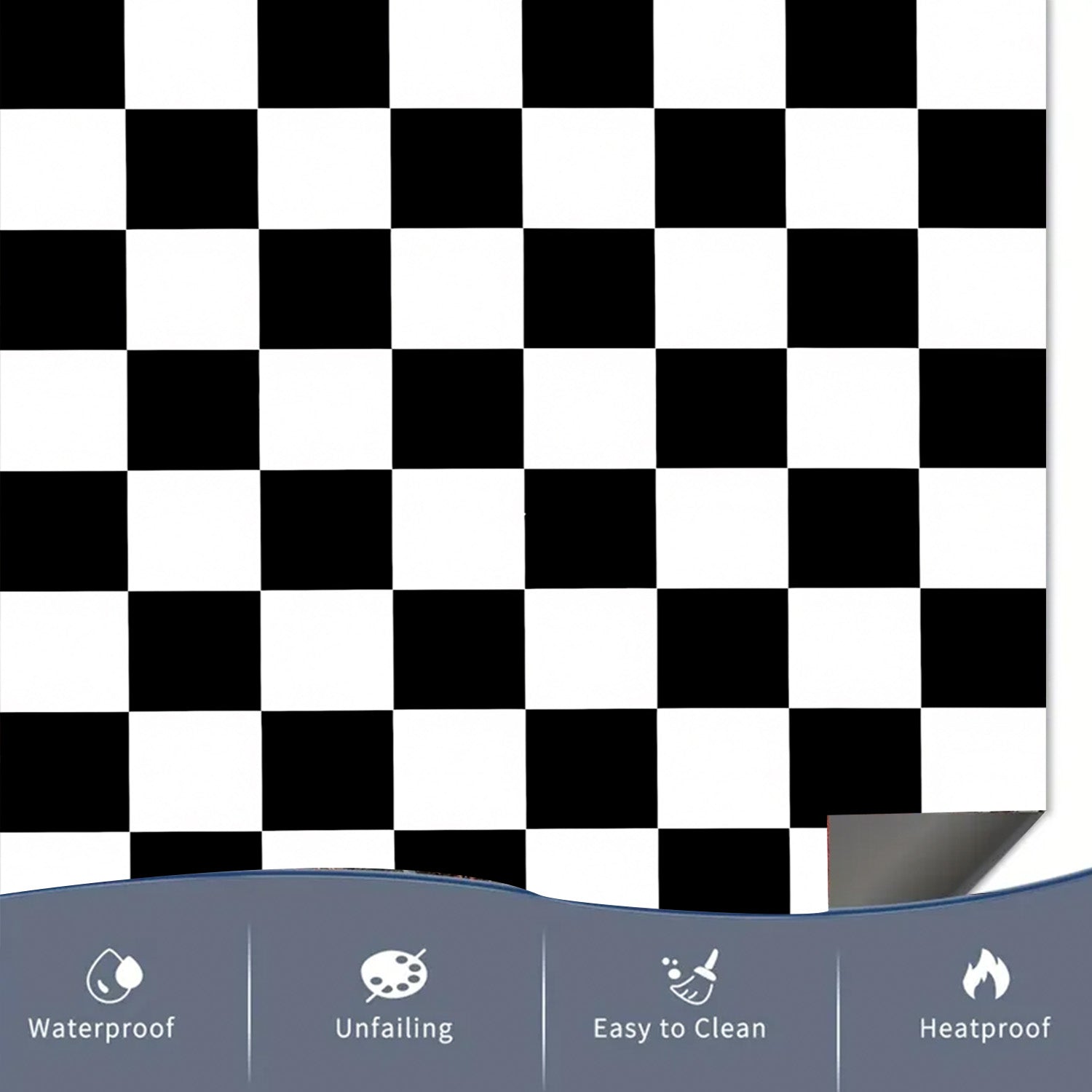 Qora va oq tekislikli magnitli idish-tovoq qoplami, suv o'tkazmaydigan PVC, oson magnitli tortish, 58.5x65 sm oshxona dekoratsiyasi