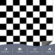 Qora va oq tekislikli magnitli idish-tovoq qoplami, suv o'tkazmaydigan PVC, oson magnitli tortish, 58.5x65 sm oshxona dekoratsiyasi