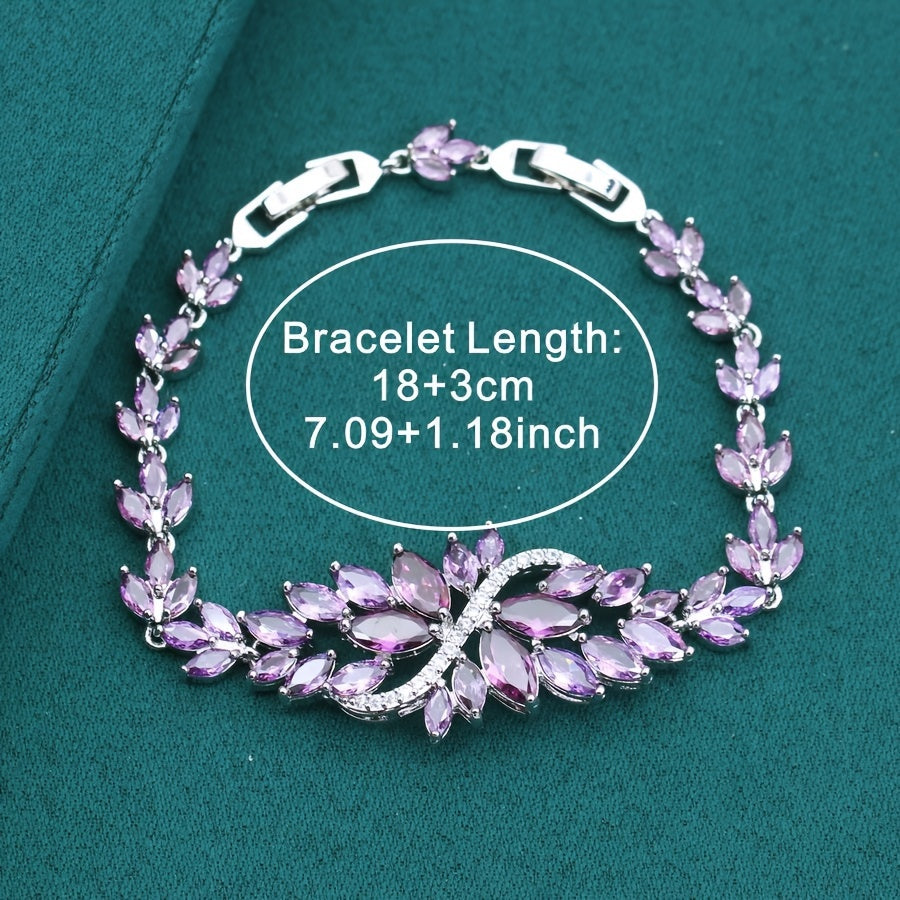 Women's Copper Bracelet with Purple Zirconia for Summer Beach and Casual Wear