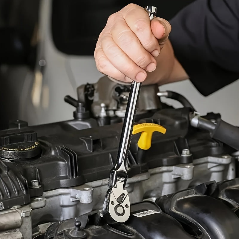 6-Piece Flex Head Ratchet Set Chrome Vanadium Steel 1/4 3/8 1/2 Inch