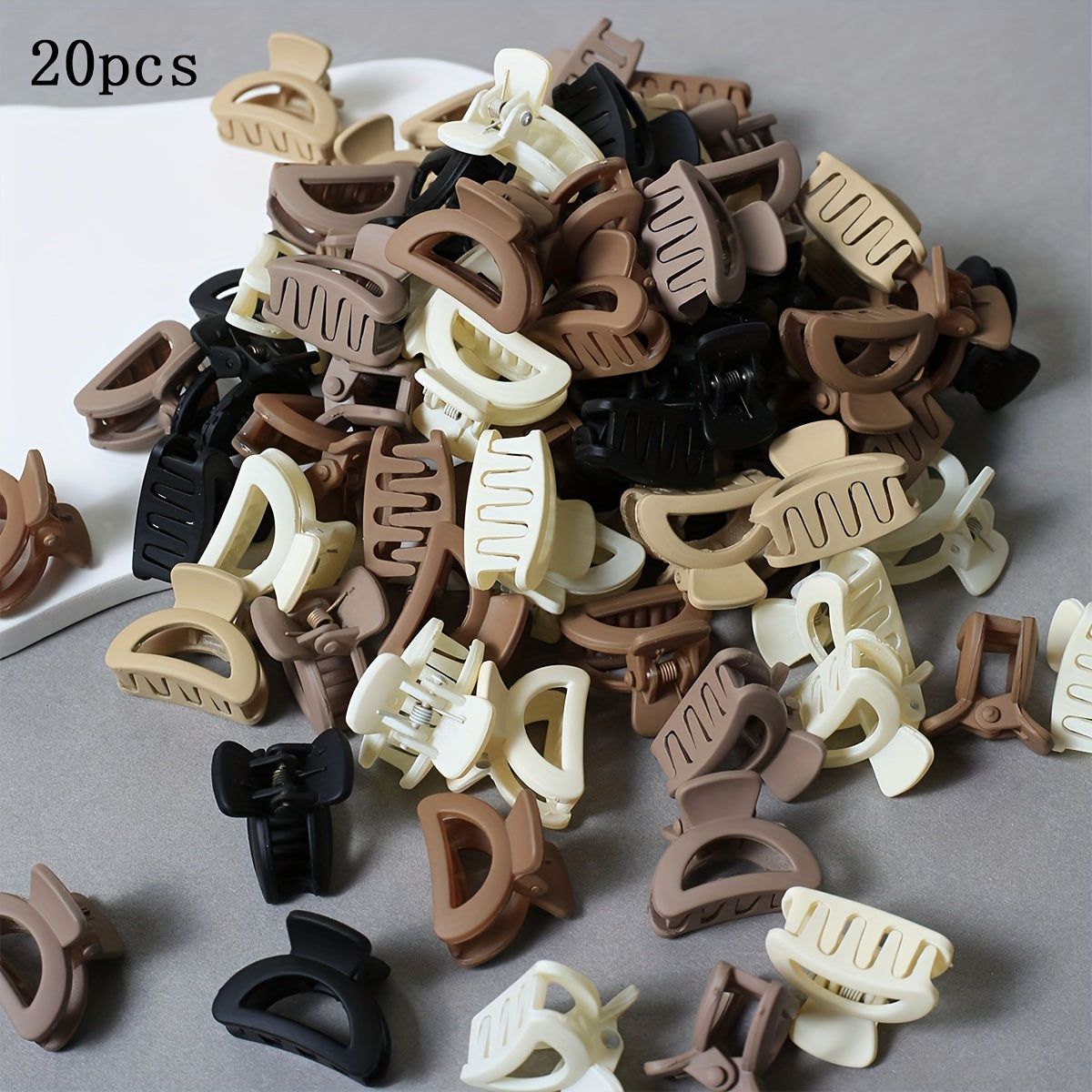 20pcs Coffee Color Heart Shaped Hair Clips for Women Small Plastic Hair Accessories