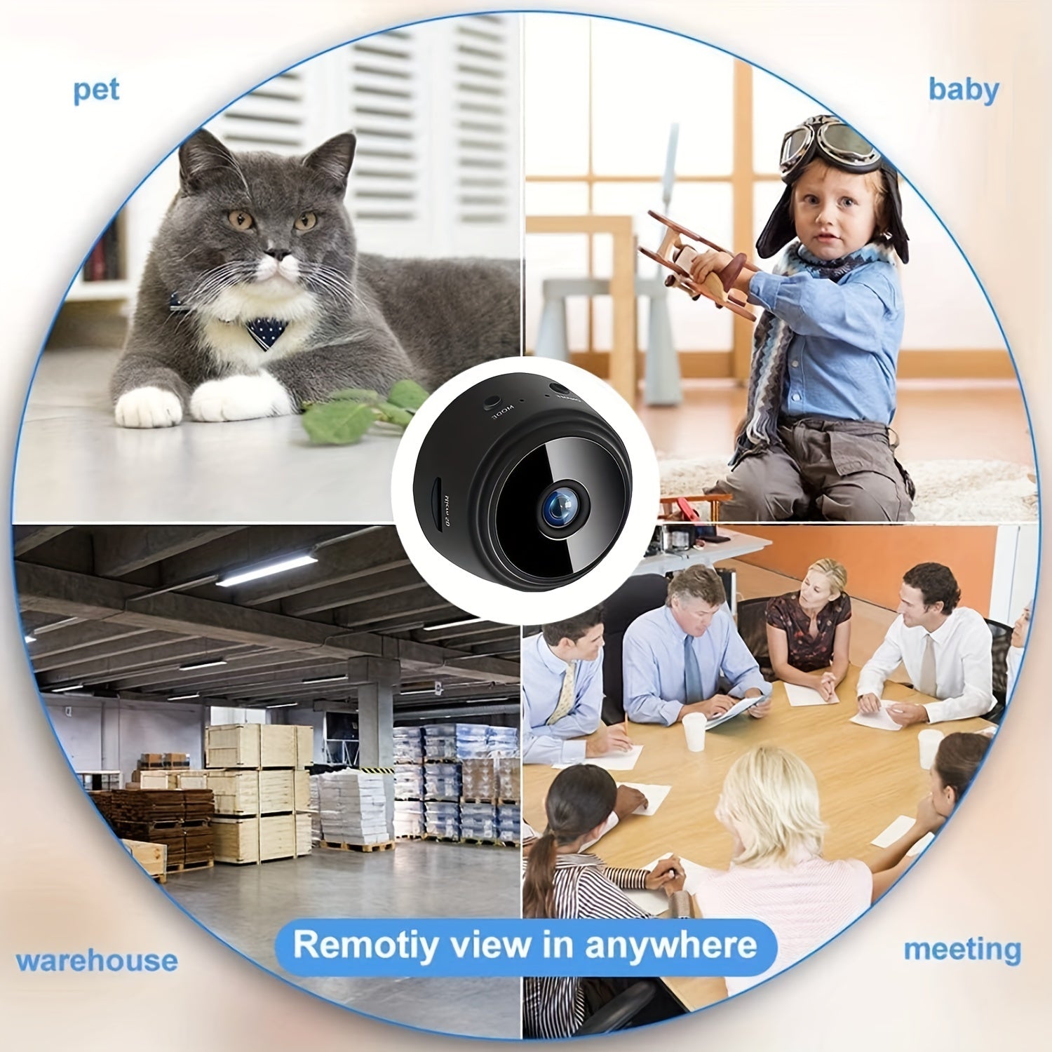 Wireless Mini Surveillance Camera 2.4Ghz Wifi Indoor Outdoor Battery Powered with Mobile Remote Viewing