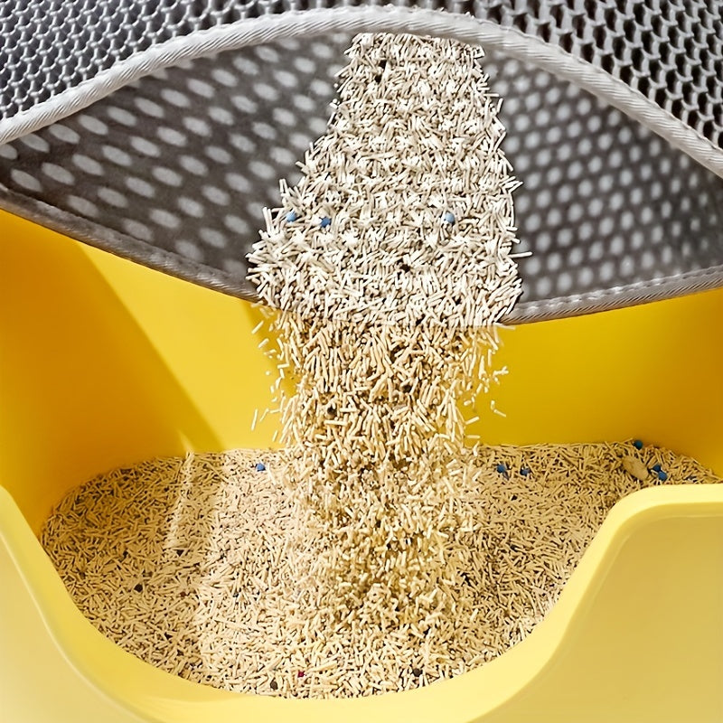 Large Dual-Layer EVA Cat Litter Mat with Wooden Box Leak-Proof Anti-Splash Indoor