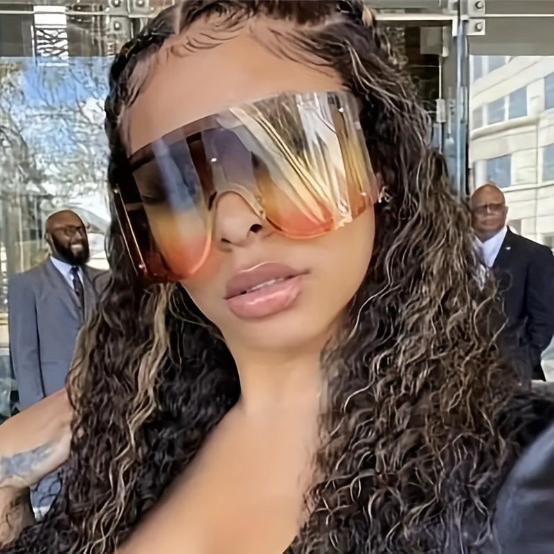 Большие унисекс-солнцезащитные очки с градиентным щитком против бликов для летних пляжных вечеринок