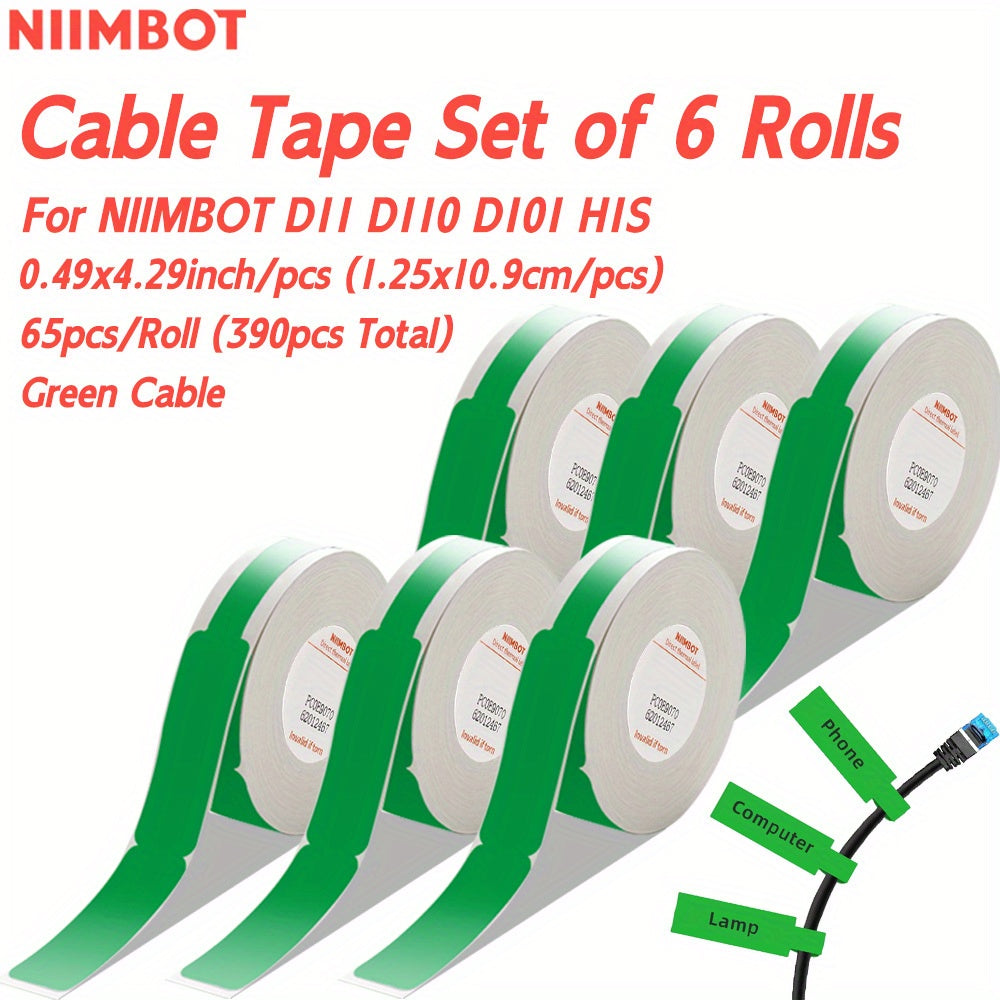 Thermal Label Tape Set 6 Rolls for D11 D110 D101 H1S Printers 1.19x10.9cm White Labels