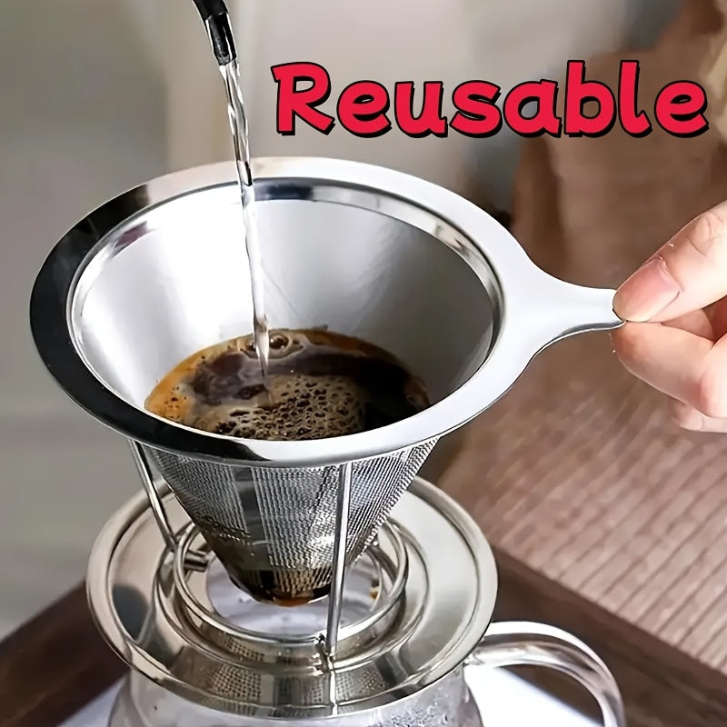 Reusable Stainless Steel Coffee Filter Ultra-Fine Mesh for Pour-Over Brewing