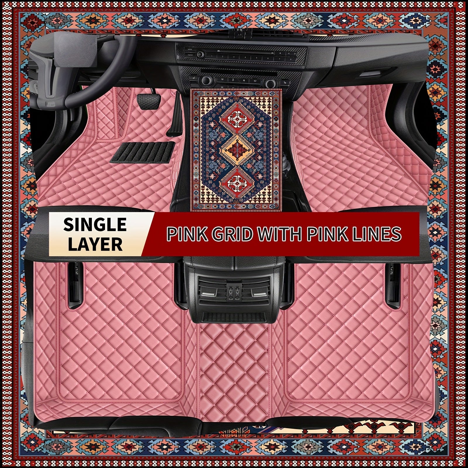 Luxury Faux Leather Car Mat Set for Left-Hand Drive Vehicles Universal Durable Easy to Clean