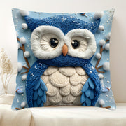 Christmas Owl Pillow Cover 44.96cm Square Digital Print Sofa Bedroom Decor
