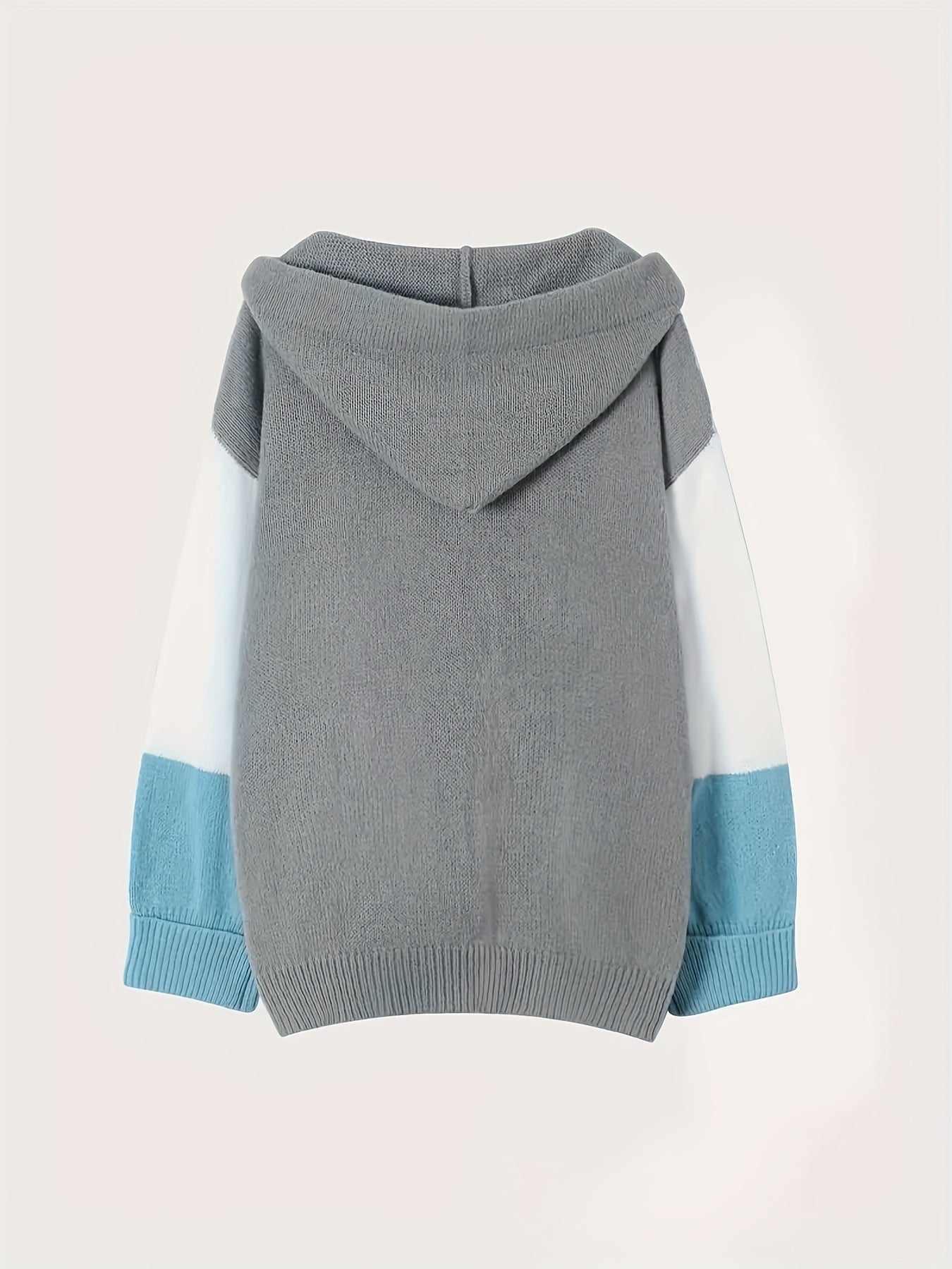 Plus Size Women's Lightweight Hooded Color Block Cardigan Long Sleeve