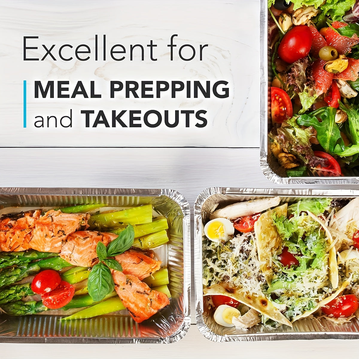 Pack of 10 Aluminum Food Storage Containers with Lids Medium Sized for Meal Prep