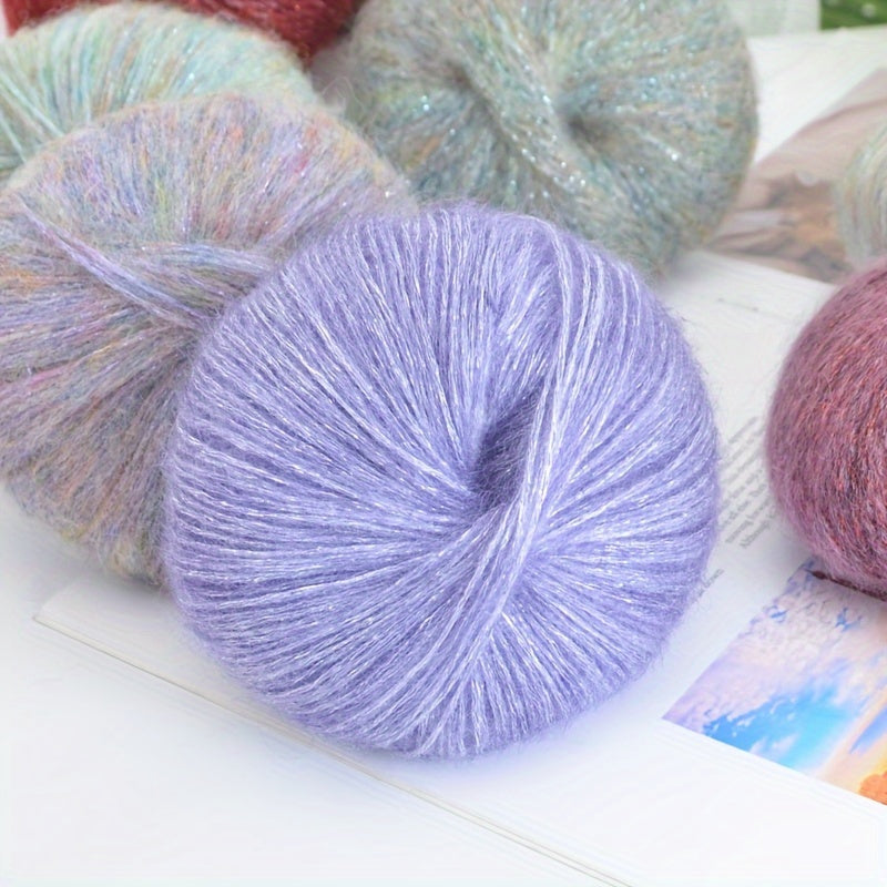 6-to'plam mohir paxta mohair ipi, tikish va makrame uchun, ko'p rangli gradient, 150G