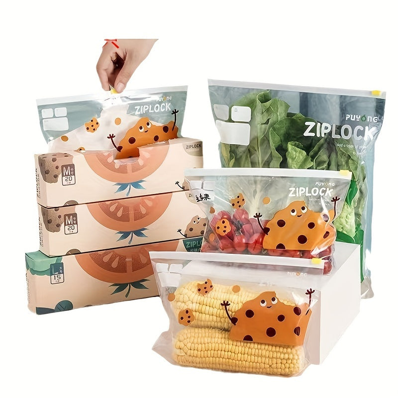 Plastic Storage Bags for Refrigerator Food Preservation Thick Zipper Sealing Pack of 50