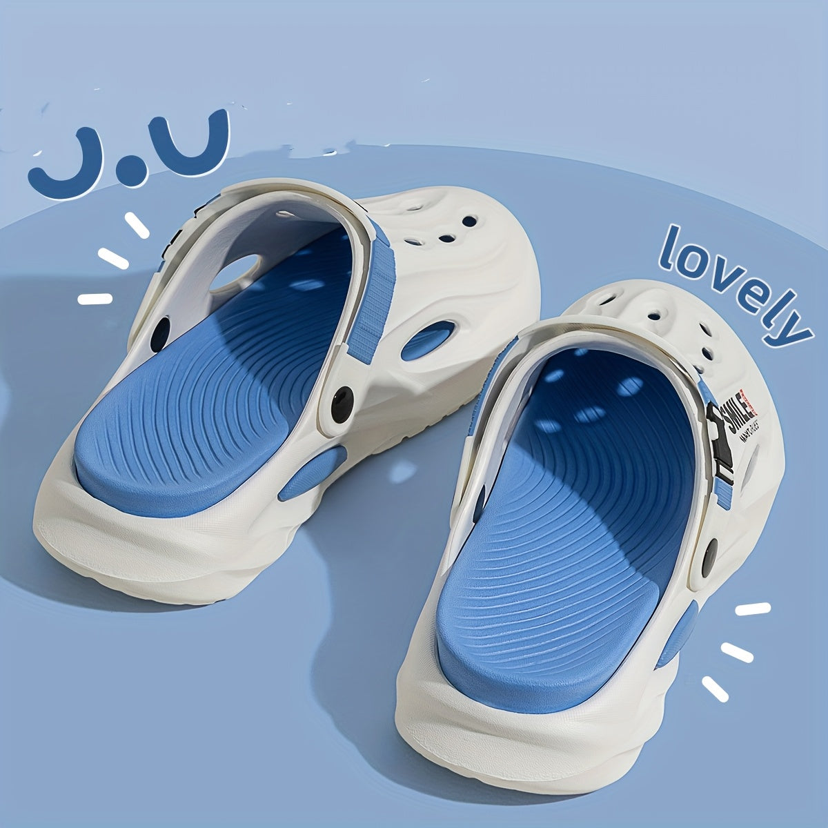 Women's EVA Slide Sandals with Adjustable Straps Indoor Outdoor Lightweight White Beige Blue