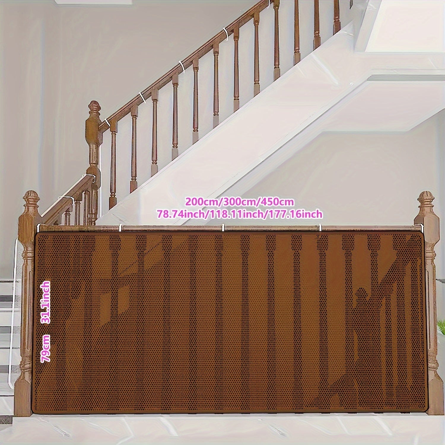 Child Safety Gate for Kids Coffee Brown Polyester Fiber 3-6 Years