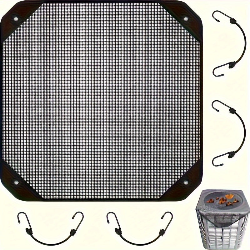 Два чехла для уличного кондиционера с восемью крючками - изготовлены из прочного, водостойкого и ветроустойчивого материала, защищают от пыли, имеют вентилируемую конструкцию из ПВХ-сетки